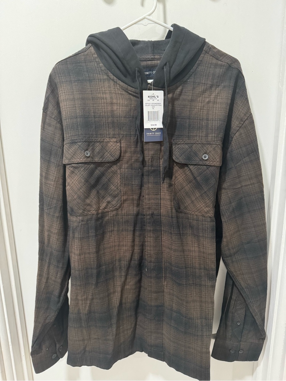 Men's Brown Plaid Hooded Flannel Jacket